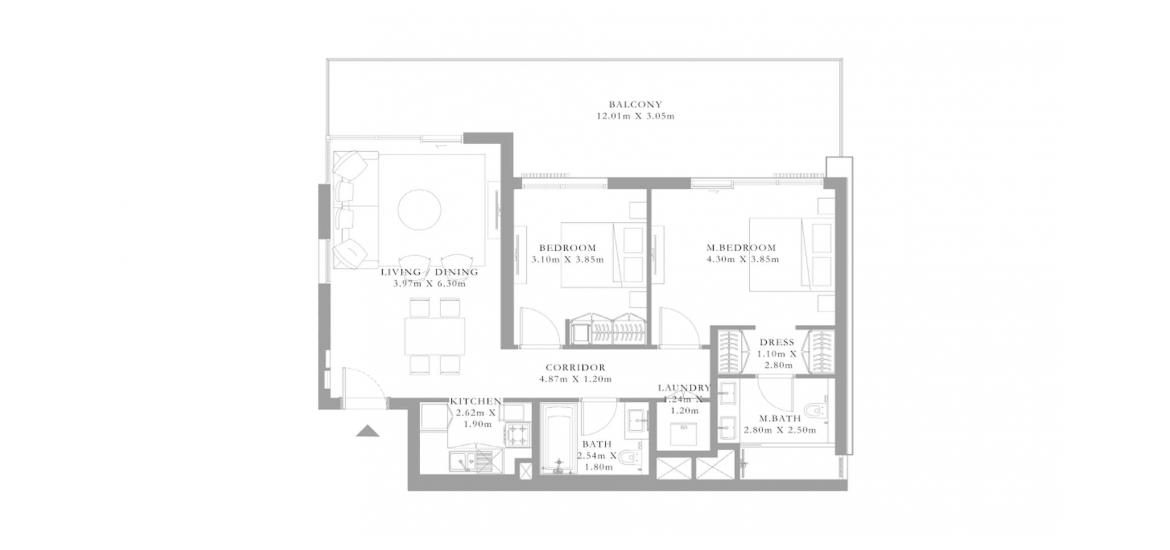 Floor plan «D», 2 bedrooms in SEAGATE